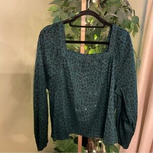 GAP Long Sleeve Leopard Print Square Neck Tunic NWT Size XL
